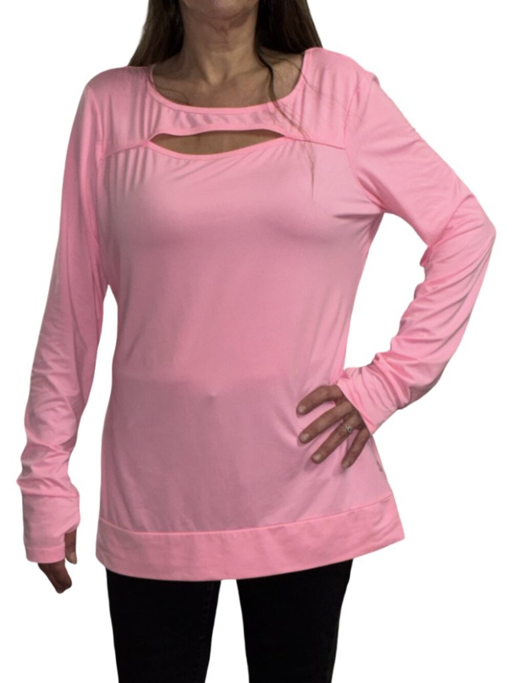 Sz.XXL*Impact--Jillian Michaels*BubbleGum Pink Long-Sleeved Workout Top